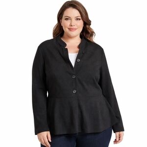 SHEIN Curve Blazer Blouse | Size XL | Lightweight Button-Up Jacket | Black